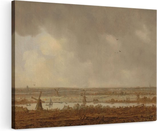 Artaza Canvas Schilderij Polderlandschap - Jan van Goyen - 120x80 - Groot - Kunst - Wanddecoratie Woonkamer