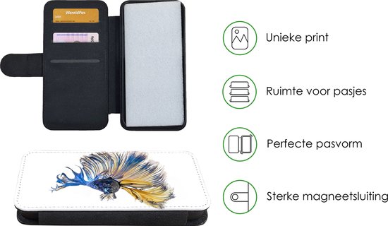 Bookcase pour téléphone iPhone SE 2020 Bookcase - Poisson - Staart - Blauw - Avec compartiments - Étui portefeuille avec fermeture magnétique