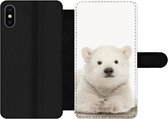 Bookcase Geschikt voor iPhone XS Max telefoonhoesje - IJsbeer - Dieren - Kinderen - Wit - Jongens - Meisjes - Met vakjes - Wallet case met magneetsluiting