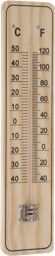 Pro Garden Thermometer - binnen/buiten - hout - 22,5 x 5 cm