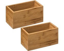 Set van 2x stuks 5five sieraden / make-up houder - box - 18 x 9 x 9,5 cm - bamboe hout - organizer bakje - badkamer