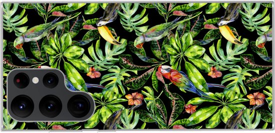 Telefoonhoesje Geschikt voor Samsung Galaxy S22 Ultra hoesje - Vogels - Tropisch - Patronen - Siliconen Telefoonhoesje Telefoonhoesje