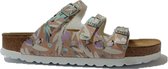 Birkenstock Slipper Florida Fresh 1017672 Oud Roze Bloemen Zacht Voetbed Smal