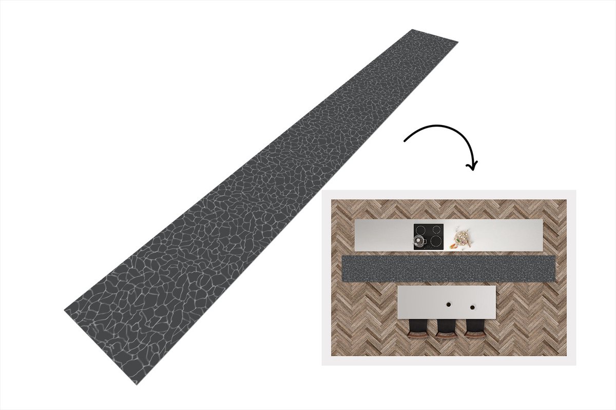 KitchenYeah Keukenloper - Keukenmat - Design - Geometrie - Zwart - Keuken vloerkleed, foto 2