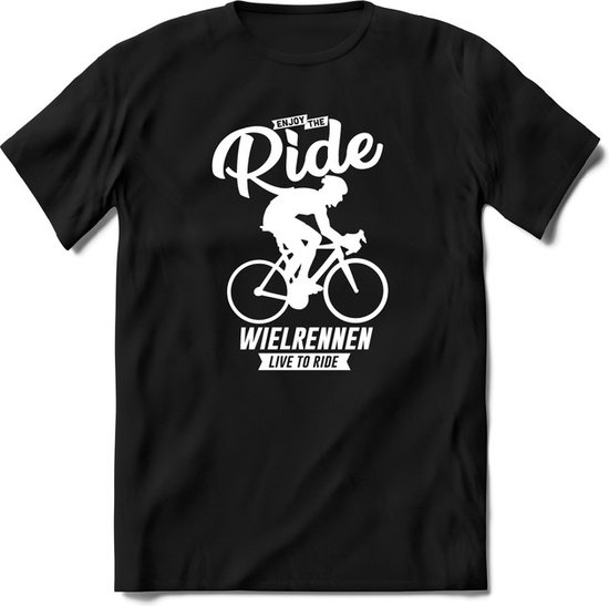 Enjoy the ride fiets T-Shirt Heren / Dames - Perfect wielren Cadeau Shirt - grappige Spreuken, Zinnen en Teksten. Maat 3XL