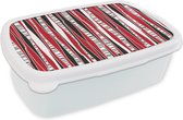 Broodtrommel Wit - Lunchbox - Brooddoos - Rood - Patronen - Boom - 18x12x6 cm - Volwassenen