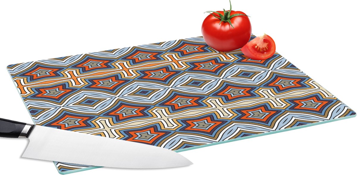 Glazen Snijplank - 39x28 - Patroon - Afrika - Vormen - Snijplanken Glas