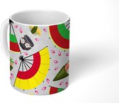Mok - Koffiemok - Azië - Symbolen - Patroon - Waaier - Mokken - 350 ML - Beker - Koffiemokken - Theemok
