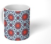 Mok - Koffiemok - Mozaïek - Arabisch - Bloemen - Rood - Patroon - Mokken - 350 ML - Beker - Koffiemokken - Theemok