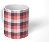 Mok - Koffiemok - Plaid - Rood - Zwart - Tartan - Patronen - Mokken - 350 ML - Beker - Koffiemokken - Theemok