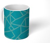 Mok - Koffiemok - Lijn - Blauw - Design - Geometrie - Mokken - 350 ML - Beker - Koffiemokken - Theemok