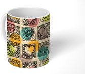Mok - Koffiemok - Retro - Valentijn - Patroon - Mokken - 350 ML - Beker - Koffiemokken - Theemok
