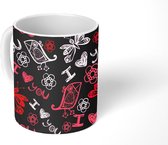 Mok - Koffiemok - Vlinder - Love you - Valentijn - Mokken - 350 ML - Beker - Koffiemokken - Theemok