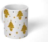 Mok - Koffiemok - Kerstboom - Goud - Patronen - Kerst - Mokken - 350 ML - Beker - Koffiemokken - Theemok