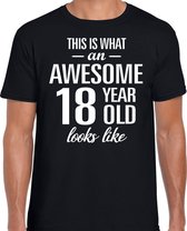 Awesome 18 year - geweldige 18 jaar - t-shirt - zwart - heren - Verjaardag cadeau XL