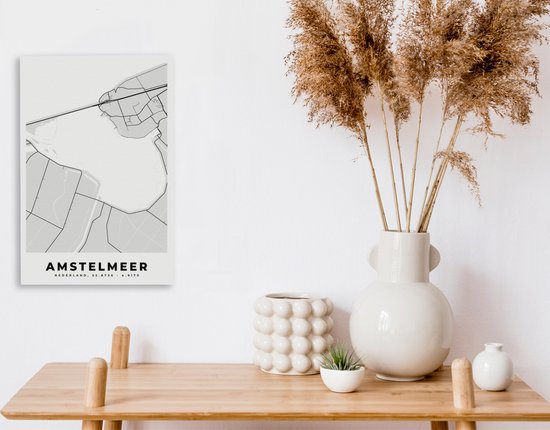 Canvas Schilderij Stadskaart - Amstelmeer - Plattegrond - Nederland - Kaart - 20x30 cm - Wanddecoratie