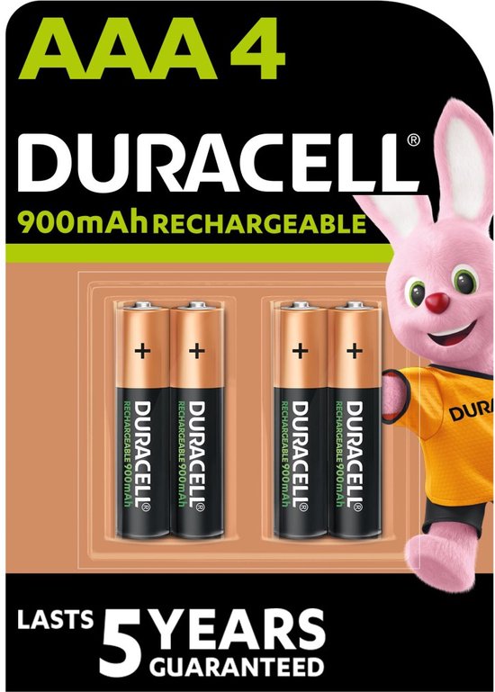 Duracell Rechargeable AAA 900mAh batterijen - 4 stuks