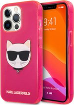 iPhone 13 Pro Backcase hoesje - Karl Lagerfeld - Poezen Roze - TPU (Zacht)