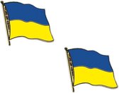 4x stuks pin broche/speldje vlag Oekraine 20 mm - Feestartikelen