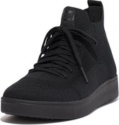 FitFlop Rally High Top Sneaker - Water-Resistant Knit ZWART - Maat 41