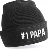 Muts nummer 1 papa zwart voor heren - Vaderdag - Winter cadeau papa/ vader