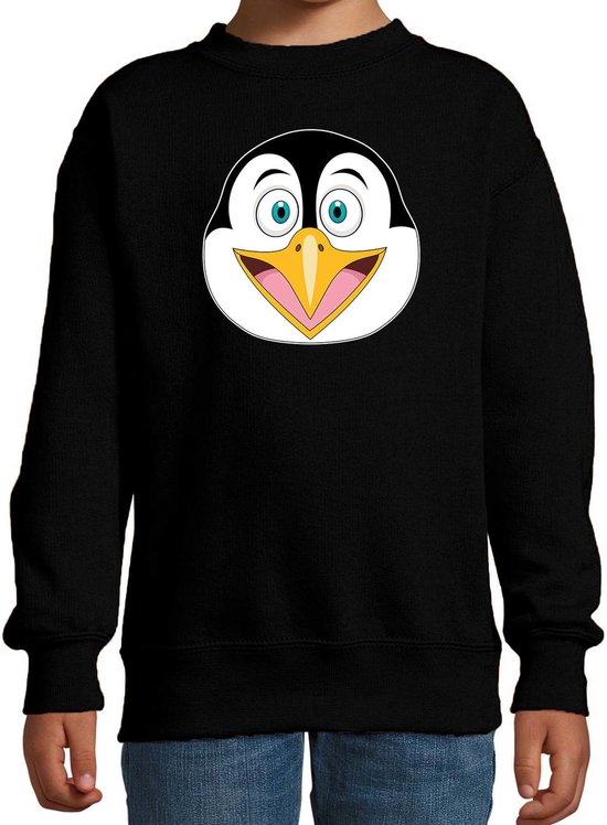 Cartoon pinguin trui zwart voor jongens en meisjes - Kinderkleding / dieren sweaters kinderen 152/164
