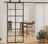 vidaXL Schuifdeur met beslag 76x205 cm aluminium en ESG-glas