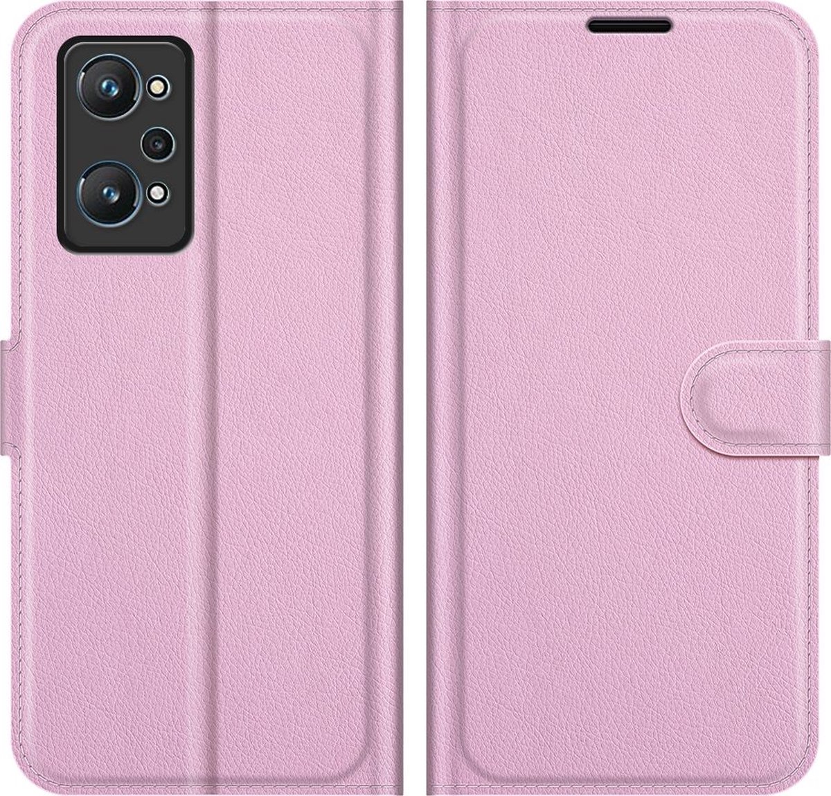 Mobigear Telefoonhoesje geschikt voor Realme GT Neo2 Hoesje | Mobigear Classic Bookcase Portemonnee | Pasjeshouder voor 3 Pasjes | Telefoonhoesje voor Pinpas / OV Kaart / Rijbewijs - Roze