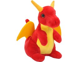 Wild Republic pluche dieren knuffel Draak - rood - 13 cm - Draken knuffels