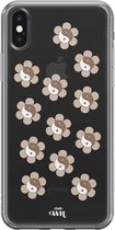 YinYang Flowers Nude - Transparant hoesje geschikt voor iPhone Xs Max hoesje transparant - Shockproof case met emoji YinYang geschikt voor Apple iPhone Xs Max - Doorzichtig hoesje