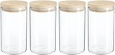 4x morceaux de boîtes de conservation / bocaux de conservation 1L verre avec couvercle en bois - 1000 ml - Bocaux de conservation de conservation avec couvercle hermétique