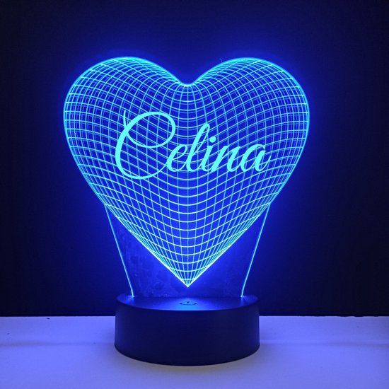 3D LED Lamp - Hart Met Naam - Celina
