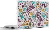 Laptop sticker - 15.6 inch - Bloemen - Bladeren - Patroon - 36x27,5cm - Laptopstickers - Laptop skin - Cover
