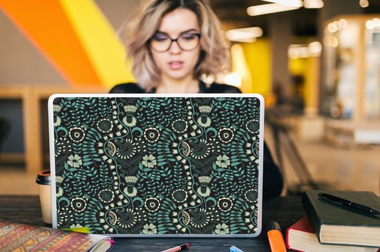 Sticker ordinateur portable - 17,3 pouces - Fleurs - Blauw - Motif