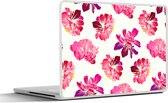 Laptop sticker - 11.6 inch - Bloemen - Roze - Patroon - 30x21cm - Laptopstickers - Laptop skin - Cover