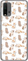 Geschikt voor Xiaomi Redmi 9T hoesje - Patroon - Kat - Kitten - Jongens - Meisjes - Kinderen - Kids - Siliconen Telefoonhoesje
