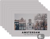 Placemat - Placemats kunststof - Nederland - Amsterdam - Huis - 45x30 cm - 6 stuks - Hittebestendig - Anti-Slip - Onderlegger - Afneembaar