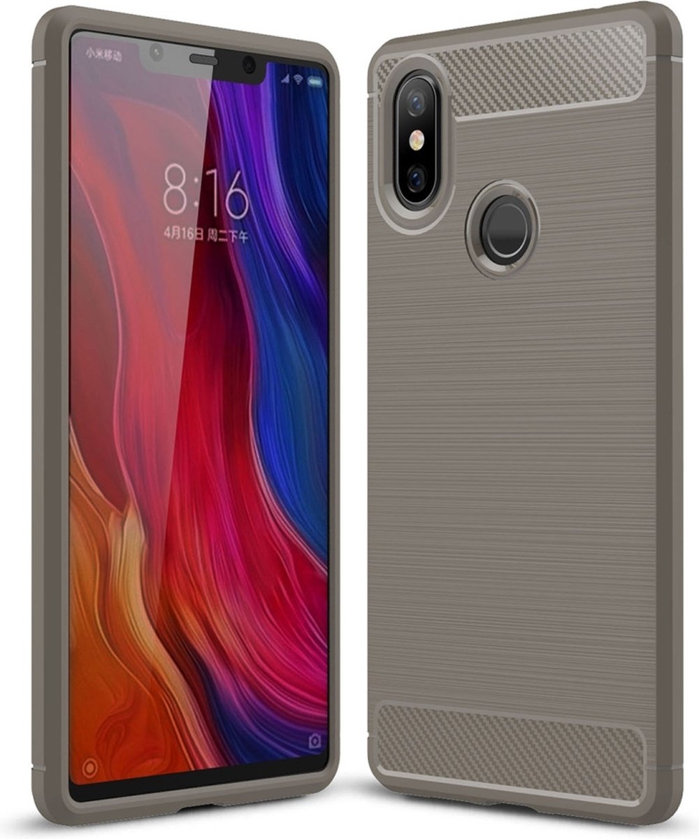 Mobigear Hoesje geschikt voor Xiaomi Mi 8 SE Telefoonhoesje Flexibel TPU | Mobigear Brushed Slim Backcover | Mi 8 SE Case | Back Cover - Grijs