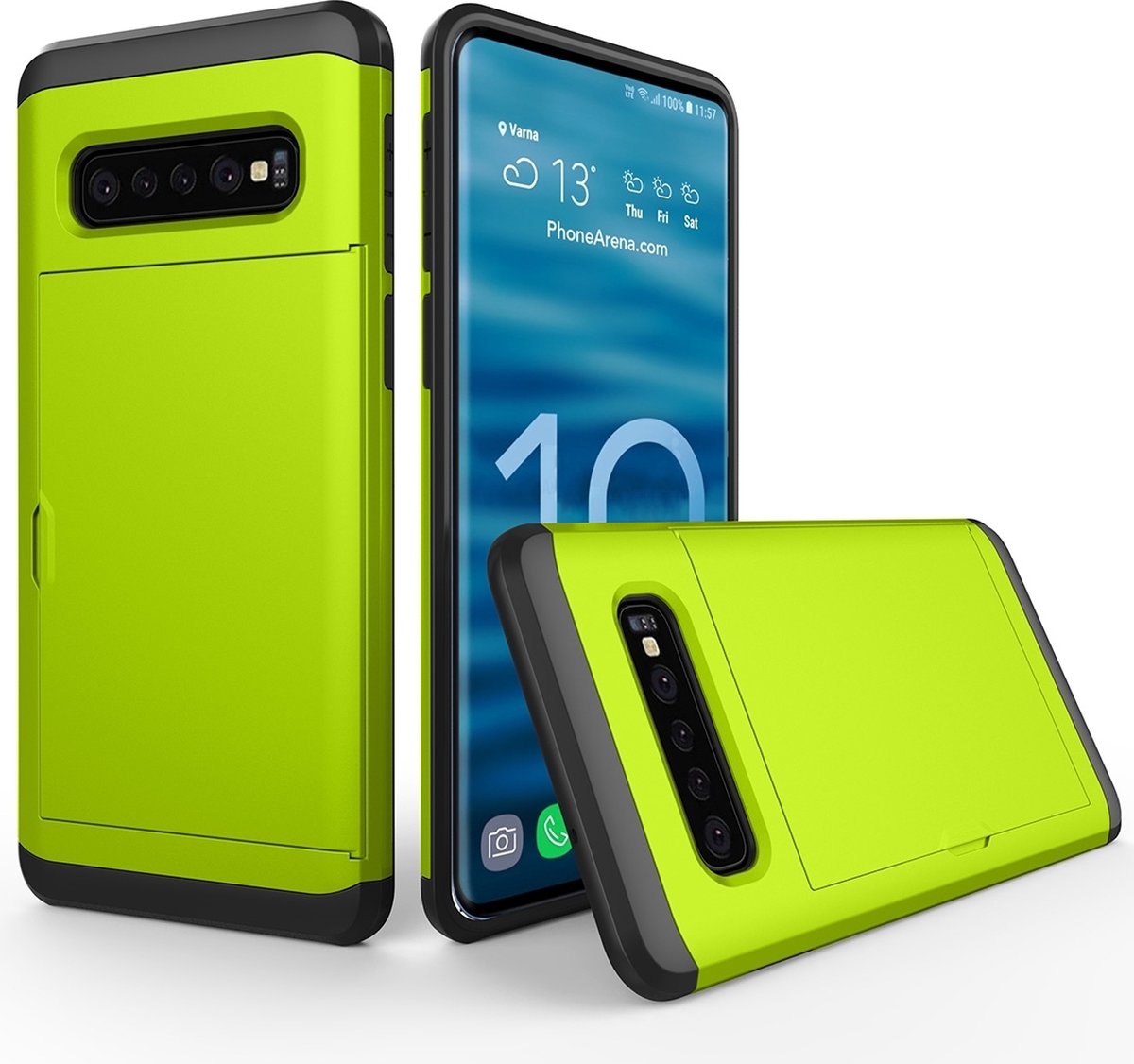 Mobigear Hoesje geschikt voor Samsung Galaxy S10 Telefoonhoesje met Kaarthouder Hardcase | Mobigear Card Backcover Shockproof met Pasjeshouder | Kaarthouder voor 2 Pasjes | Hoesje voor Pinpas / OV Kaart / Rijbewijs | Schokbestendig Galaxy S10