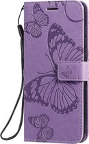 Mobigear Telefoonhoesje geschikt voor Samsung Galaxy A51 Hoesje | Mobigear Butterfly Bookcase Portemonnee | Pasjeshouder voor 2 Pasjes | Telefoonhoesje voor Pinpas / OV Kaart / Rijbewijs - Paars