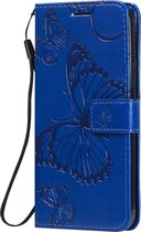 Mobigear Telefoonhoesje geschikt voor Apple iPhone 12 Hoesje | Mobigear Butterfly Bookcase Portemonnee | Pasjeshouder voor 2 Pasjes | Telefoonhoesje voor Pinpas / OV Kaart / Rijbewijs - Blauw