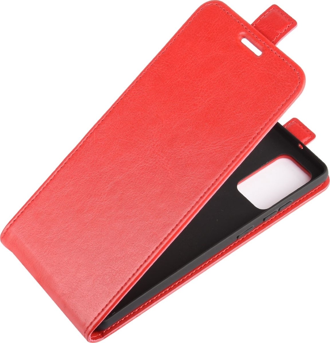Mobigear Telefoonhoesje geschikt voor Samsung Galaxy Note 20 Hoesje | Mobigear Flipcase | Pasjeshouder voor 1 Pasje | Telefoonhoesje voor Pinpas / OV Kaart / Rijbewijs - Rood