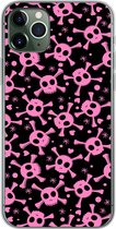 Geschikt voor iPhone 11 Pro Max hoesje - Meisje - Piraten - Roze - Patronen - Girl - Kind - Kinderen - Siliconen Telefoonhoesje