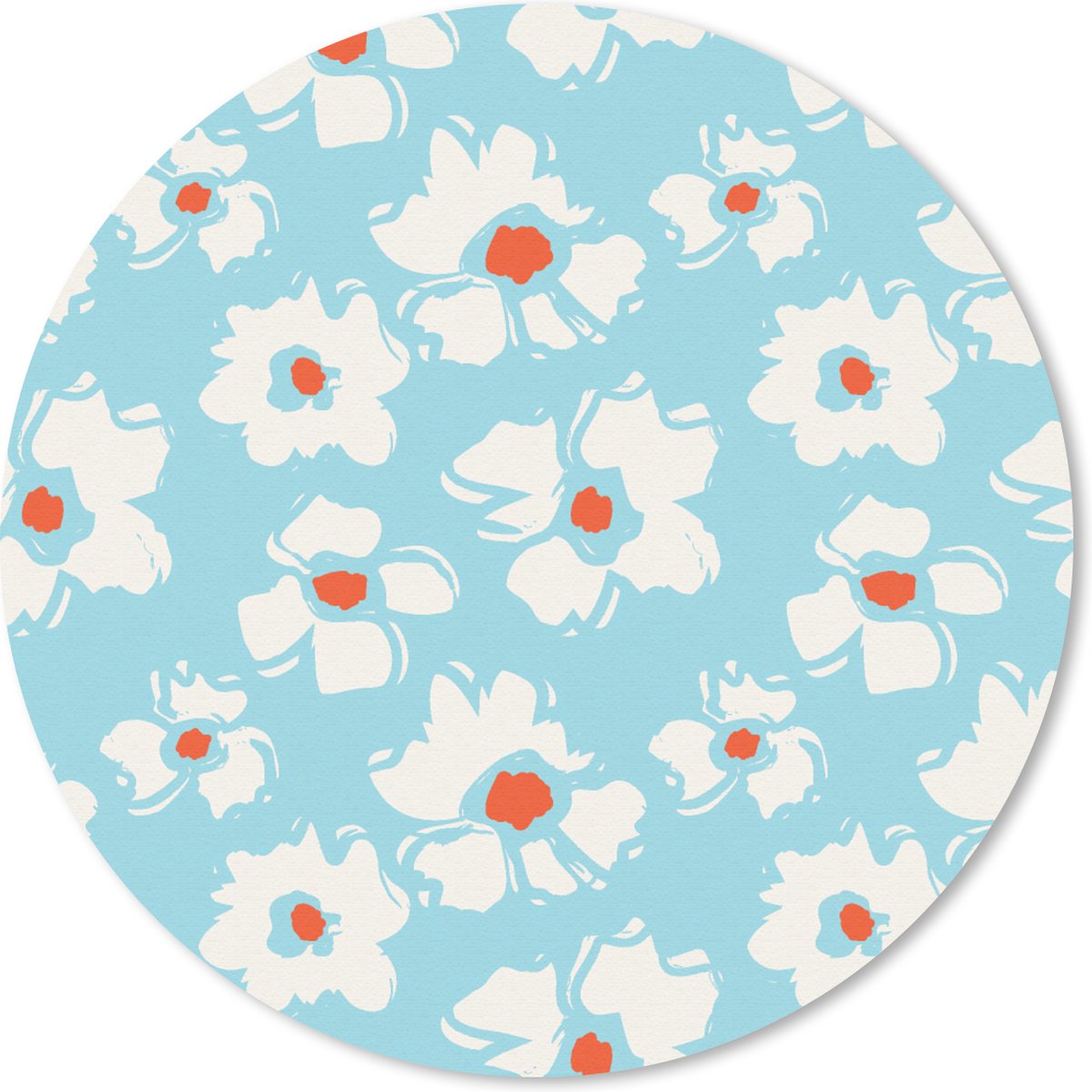 Muismat rond 20x20 cm - Mousepad Waterverf - Bloemen - Patroon - Ronde muismatten