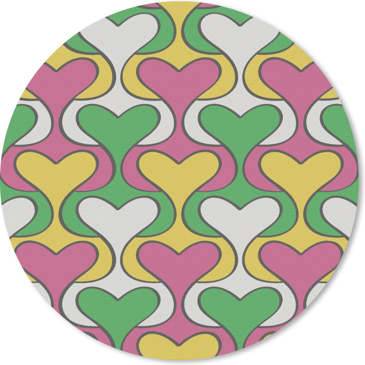 Muismat rond 50x50 cm - Mousepad Hart - Retro - Patronen - Ronde muismatten