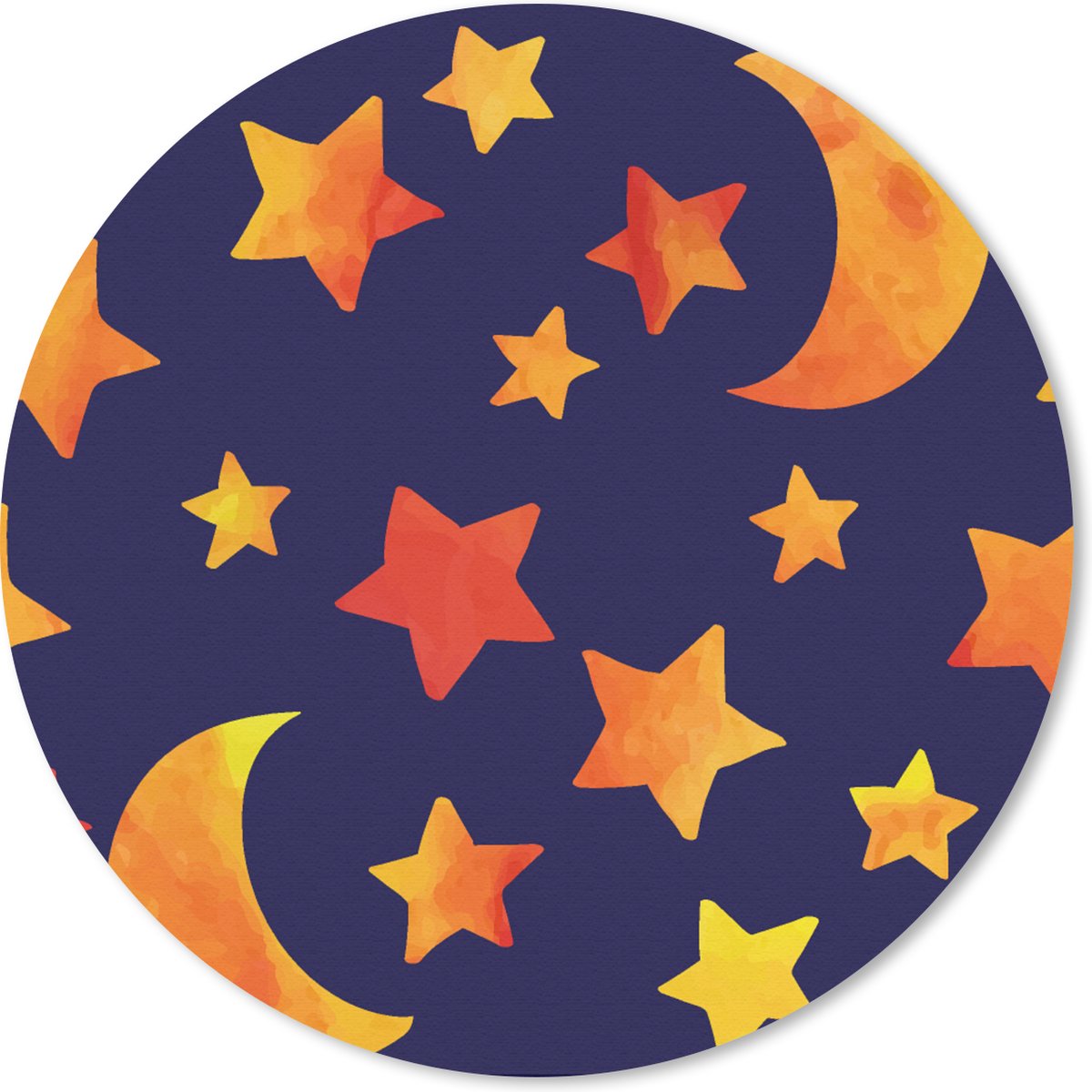 Muismat rond 50x50 cm - Mousepad Sterren - Nacht - Patronen - Kind - Ronde muismatten