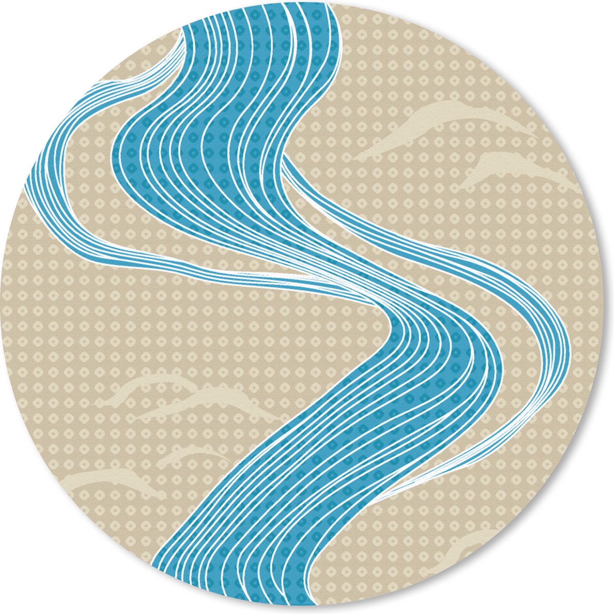 Muismat rond 40x40 cm - Mousepad Patroon - Berg - Rivier - Ronde muismatten