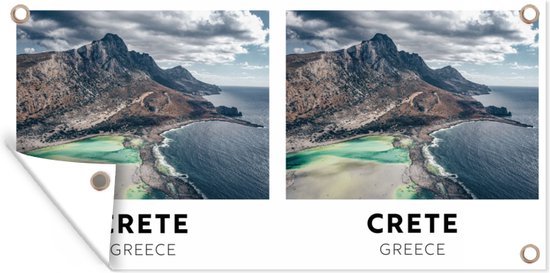 Schuttingposter Griekenland - Kreta - Strand - 200x100 cm - Tuindoek