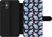 Bookcase iPhone 11 telefoonhoesje - Meisje - Unicorn - Lolly snoep - Patronen - Girl - Kids - Kinderen - Met vakjes - Wallet case met magneetsluiting