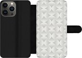Bookcase Geschikt voor iPhone 13 Pro Max telefoonhoesje - Patronen - Zilver - Retro - Met vakjes - Wallet case met magneetsluiting